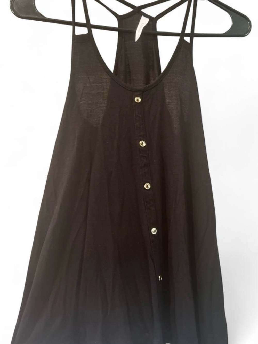 Women's black Button design Tank Top, size small